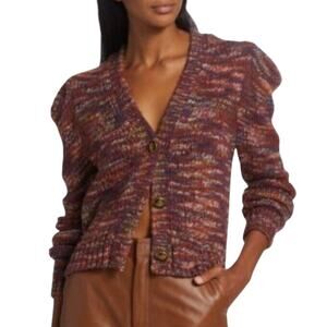Nwtg Veronica Beard Amosa Knit Puff-Sleeve Cardigan Sweater Size Xl